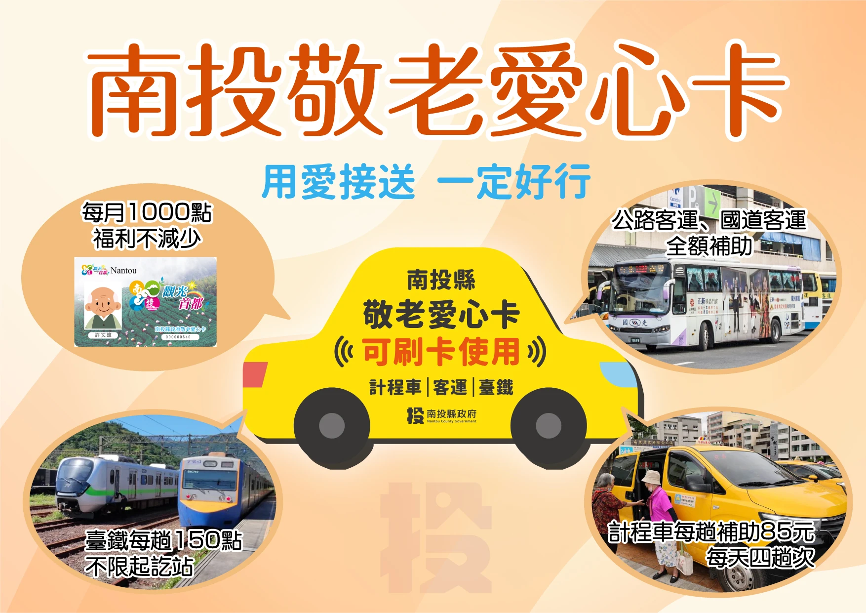112年7月1日起～南投敬老愛心卡 搭乘鐵路也能通
